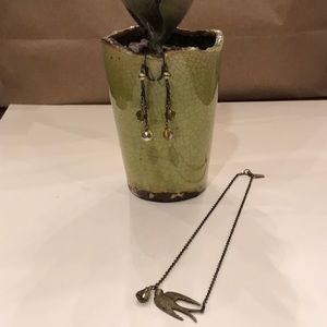 Farrah B dove necklace with beaded earings